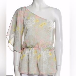 Alice + Olivia Floral One-Shoulder Top - Pink, Yellow, White